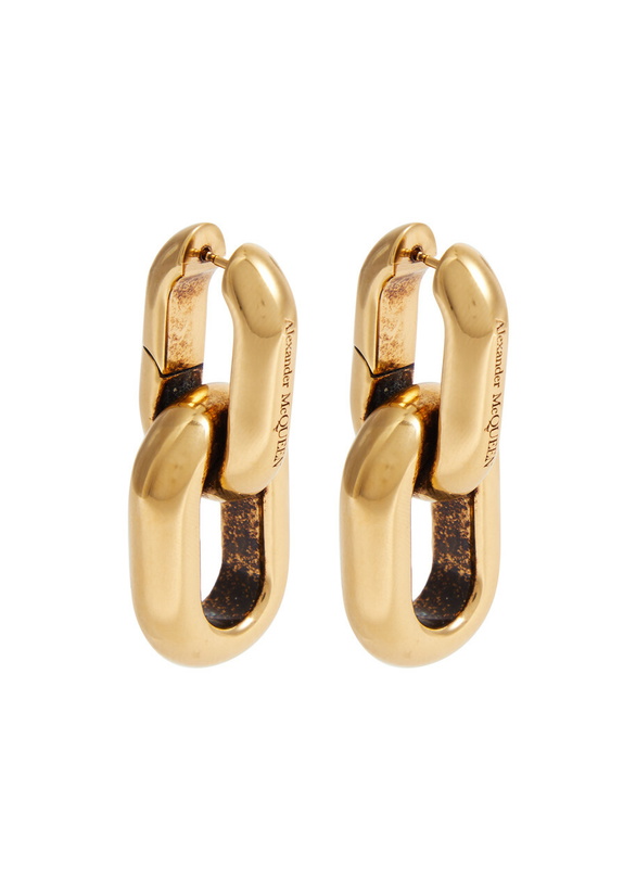Photo: Alexander Mcqueen Peak Chain Hoop Earrings - Gold - One Size