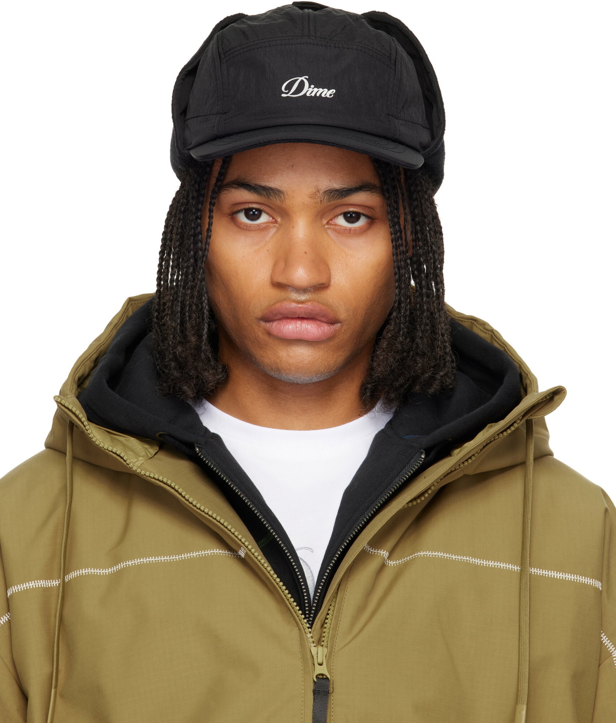 Dime Black Cursive Earflap Cap