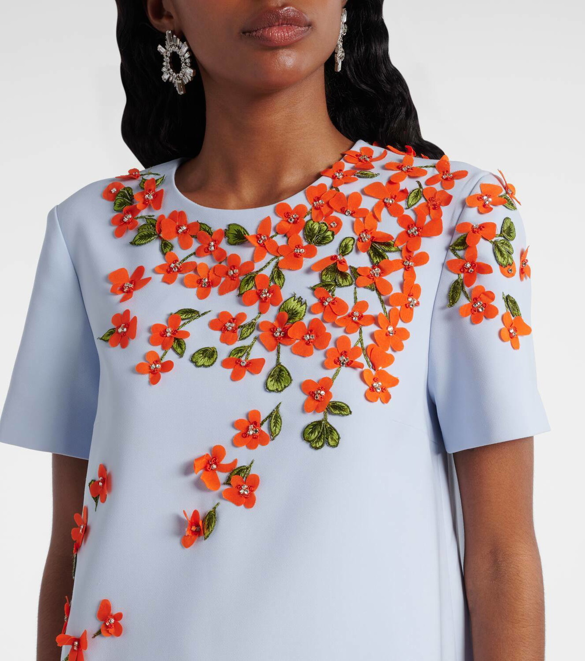 Carolina Herrera Floral-appliqué crêpe shift dress