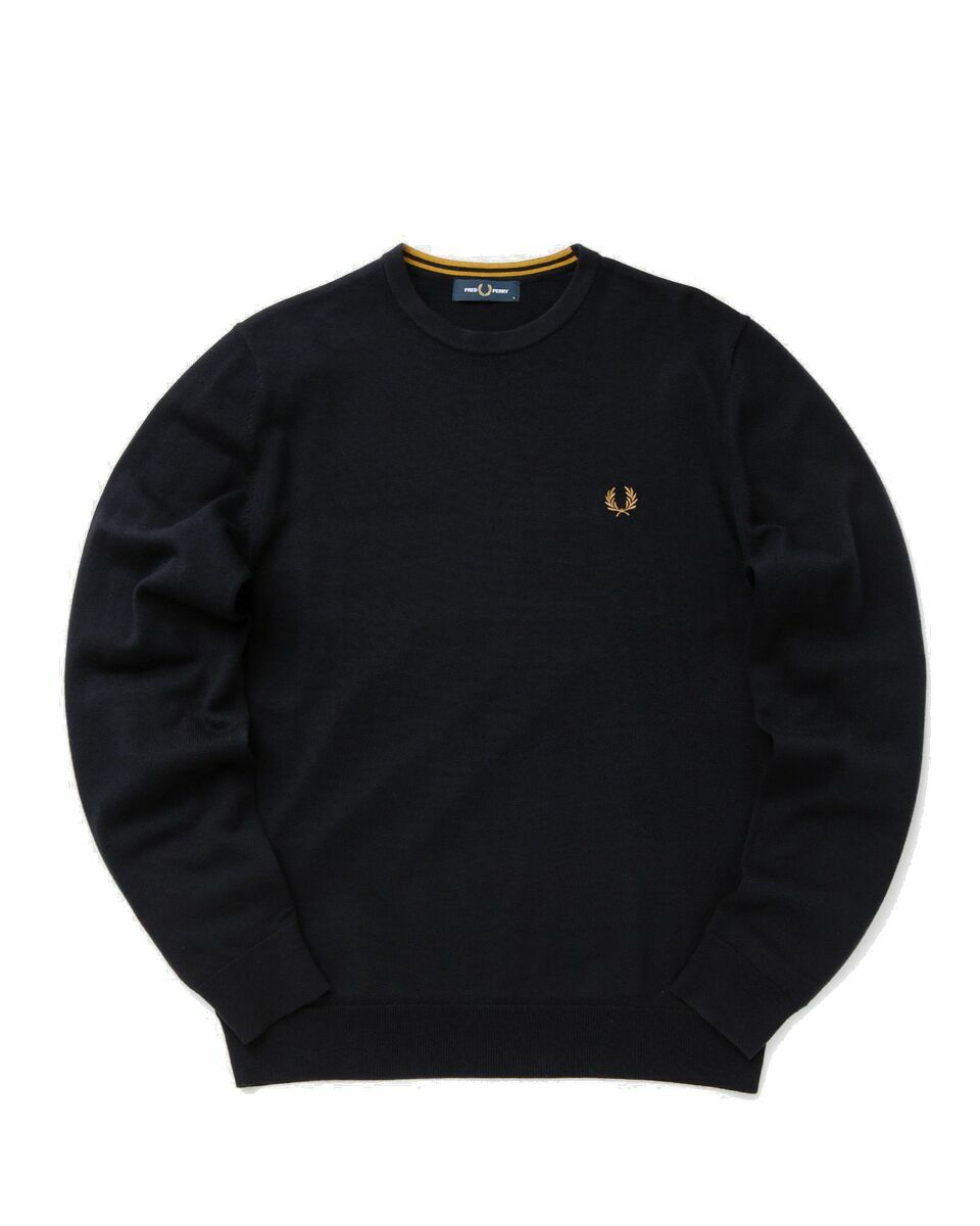 Photo: Fred Perry Classic Crew Neck Jumper Blue - Mens - Sweatshirts