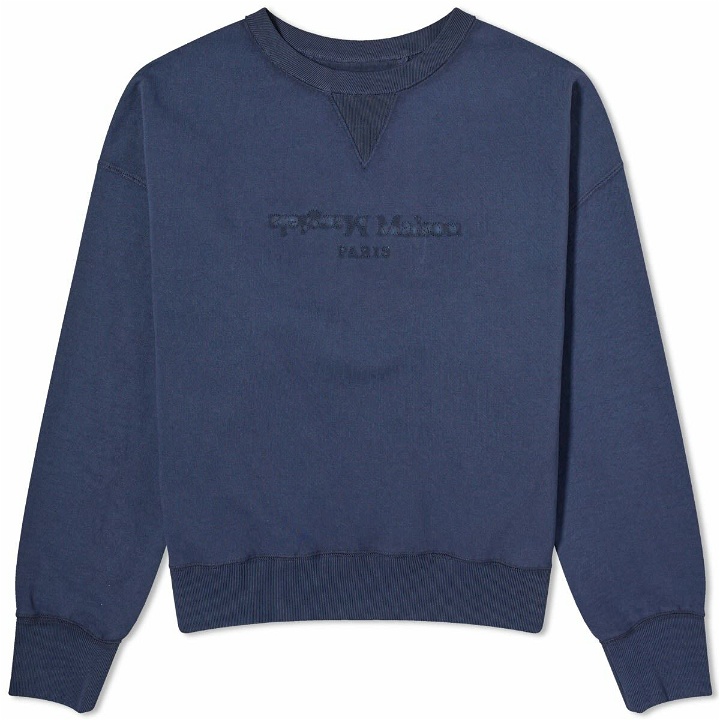 Photo: Maison Margiela Men's Tonal Logo Sweater in Blue