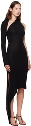 Courrèges Black One Shoulder Crepe Jersey Midi Dress