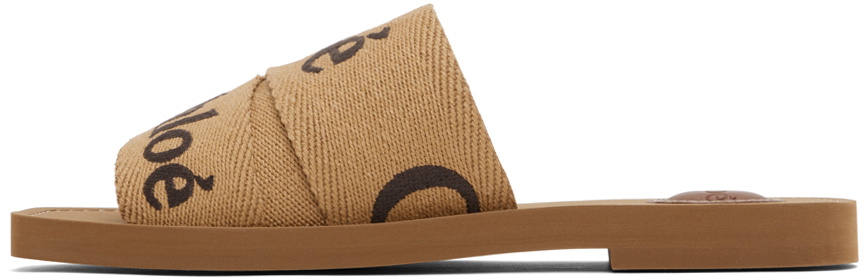 VIP【関税送料無料】希少 Chloe Woody Open-Toe Sandals Chloe Soft Tan Canvas Shearling Woody Flat Open Toe Sandals