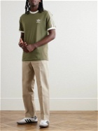adidas Originals - Logo-Embroidered Striped Cotton-Jersey T-Shirt - Green