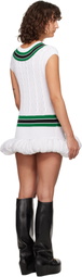LAURA ANDRASCHKO White Knitted Tennis Bubble Minidress