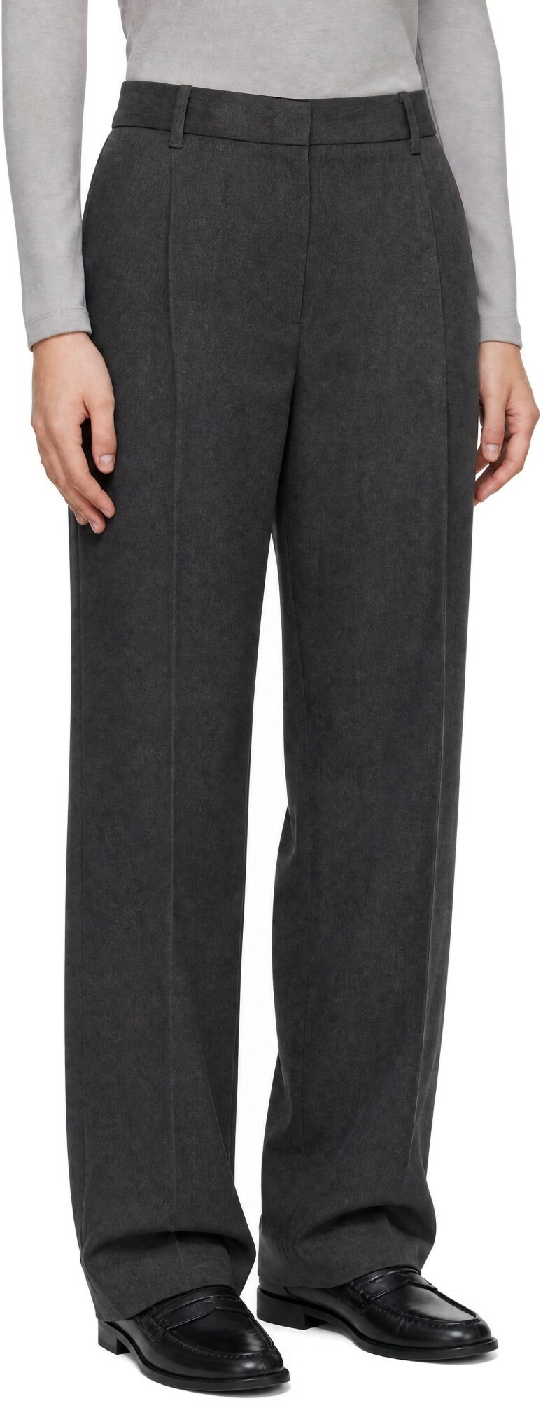 Dunst Gray Pleated Semi-Wide Trousers