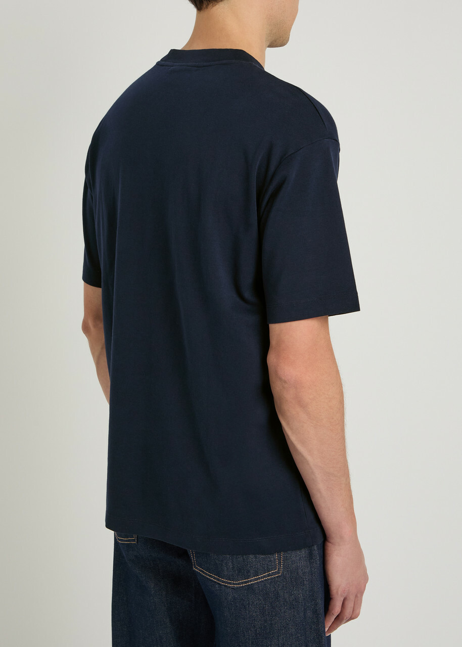 DRÔLE DE Monsieur Le T-shirt Slogan Printed Cotton T-shirt Navy