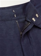 Giorgio Armani - Straight-Leg Pleated Linen-Blend Twill Bermuda Shorts - Blue