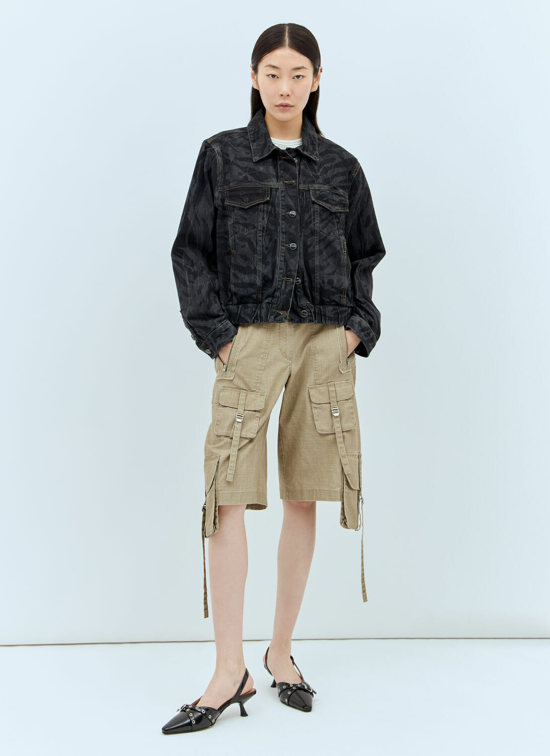GANNI Lazer Denim Bomber Jacket