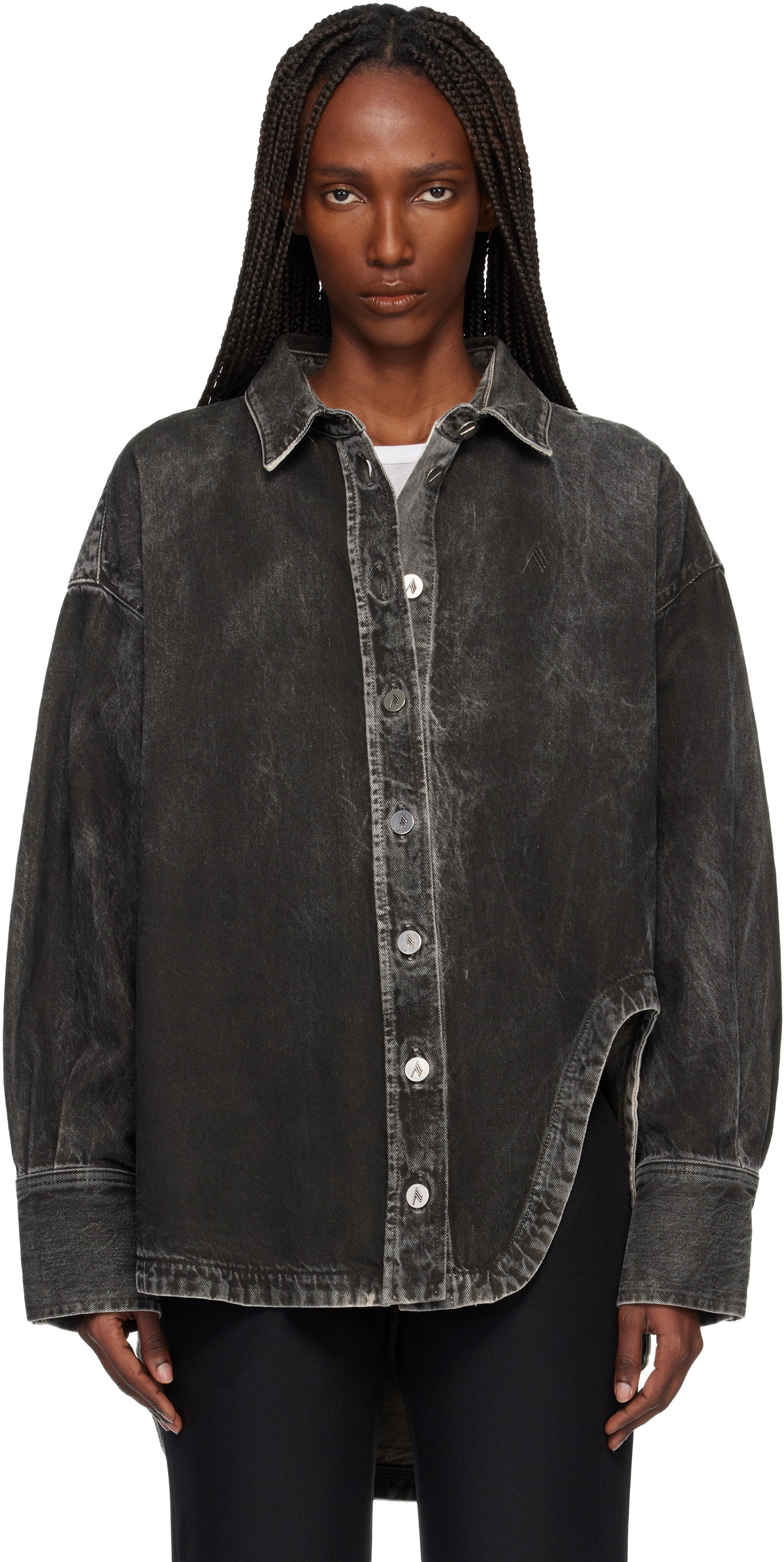 The Attico Black Diana Denim Shirt