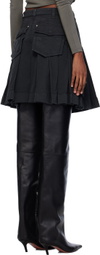 Dion Lee Black Kilt Denim Midi Skirt