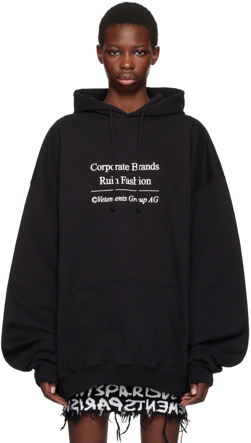 VETEMENTS Black 'Corporate Brands Ruin Fashion' Hoodie