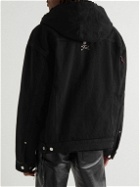 Mastermind World - Logo-Embroidered Faux Shearling-Lined Denim Hooded Jacket - Black