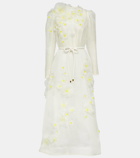Zimmermann Daisy floral-appliqué linen and silk midi dress