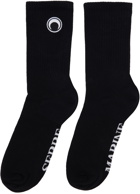 Marine Serre Black Organic Cotton Rib Ankle Socks