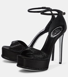 Rene Caovilla Embellished satin platform sandals