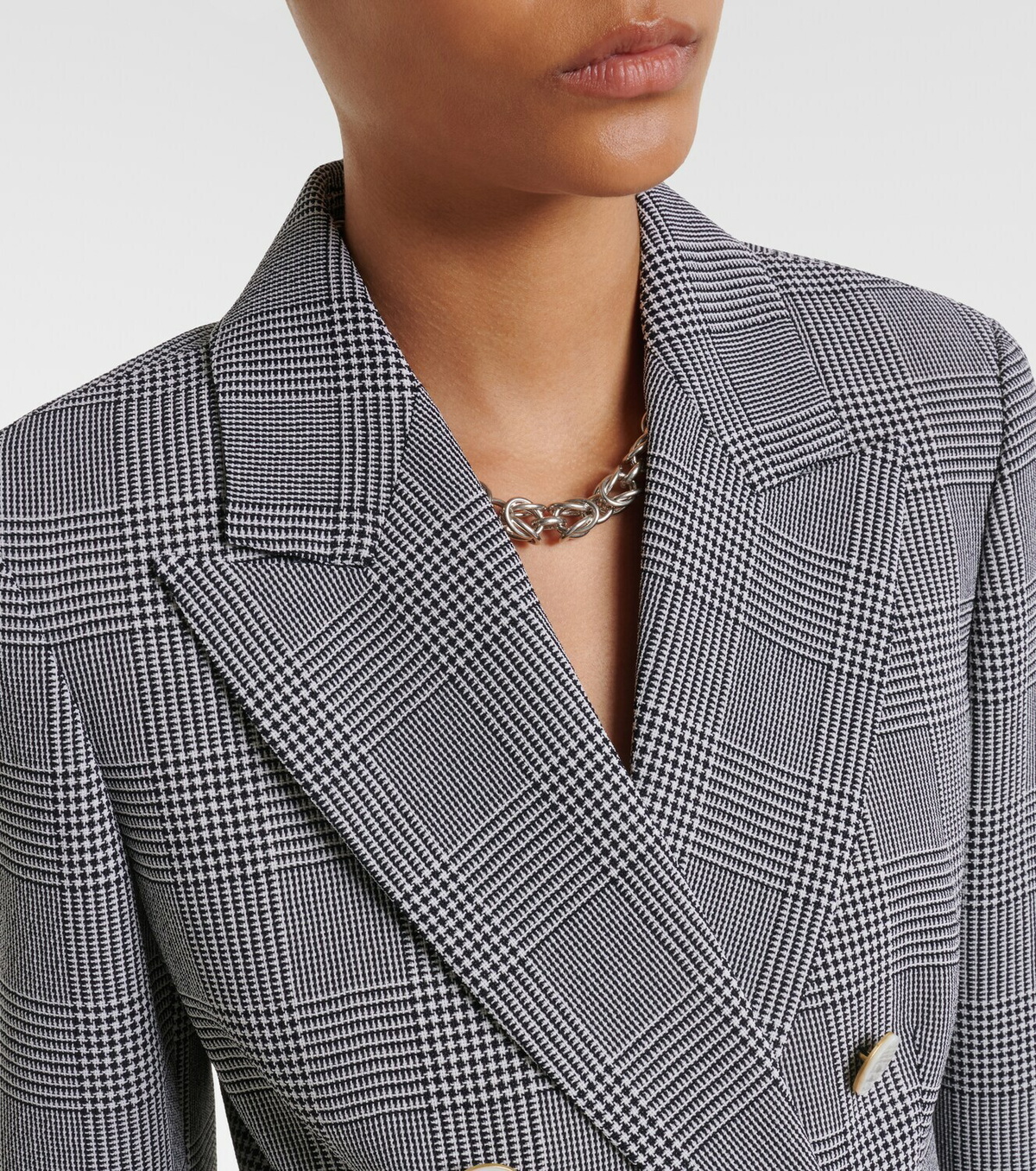 Max Mara Prince of Wales check virgin wool blazer