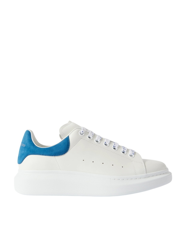 Photo: McQueen - Exaggerated-Sole Leather Sneakers - White