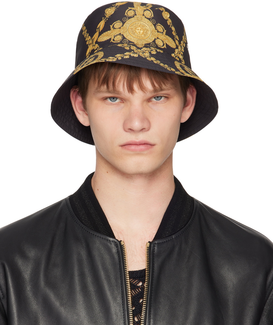 Versace Black Baroque Bucket Hat Versace