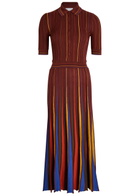 Gabriela Hearst Calypso Striped Wool Midi Shirt Dress Brown Other