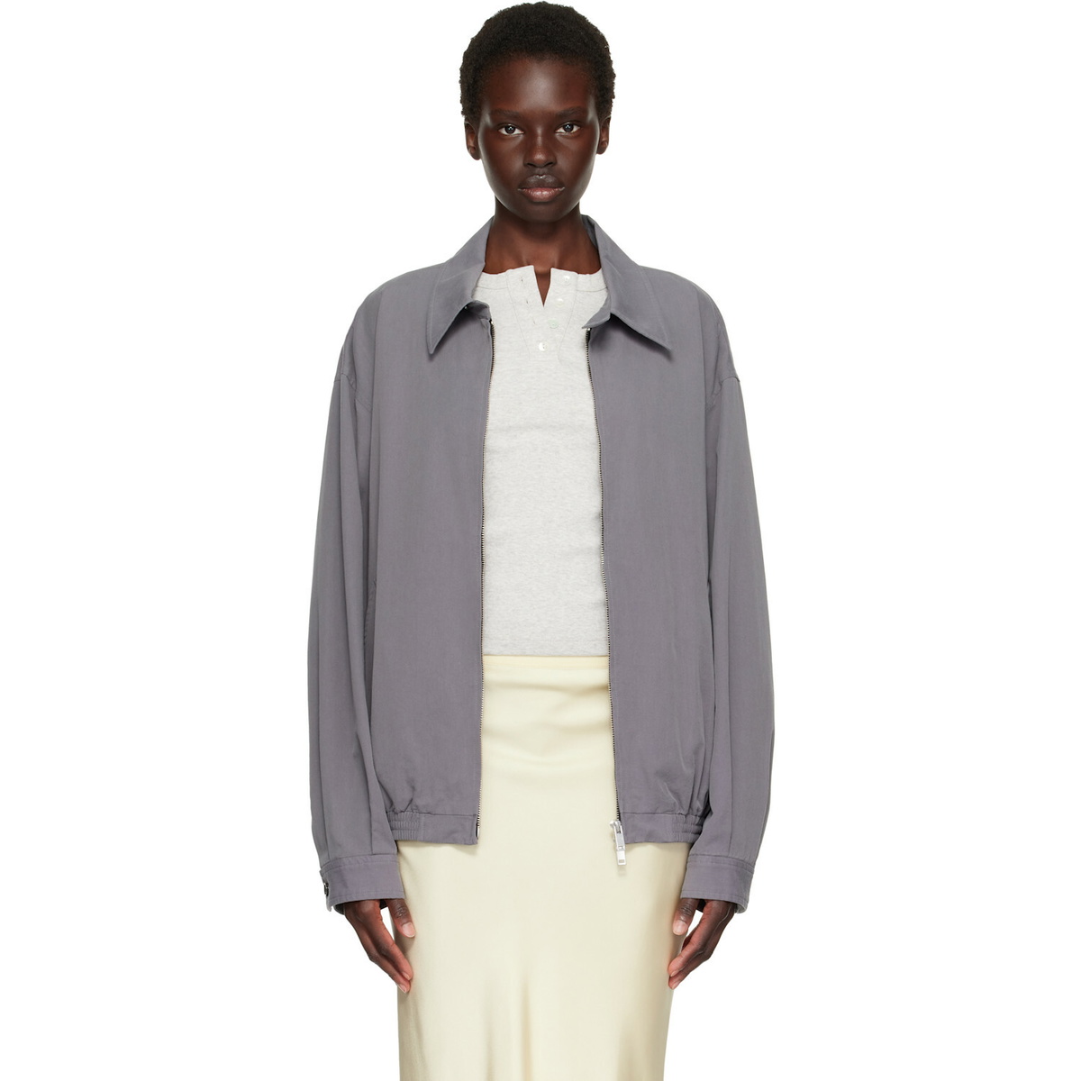 TONYWACK Gray Washed Cotton Lyocell Blouson Jacket