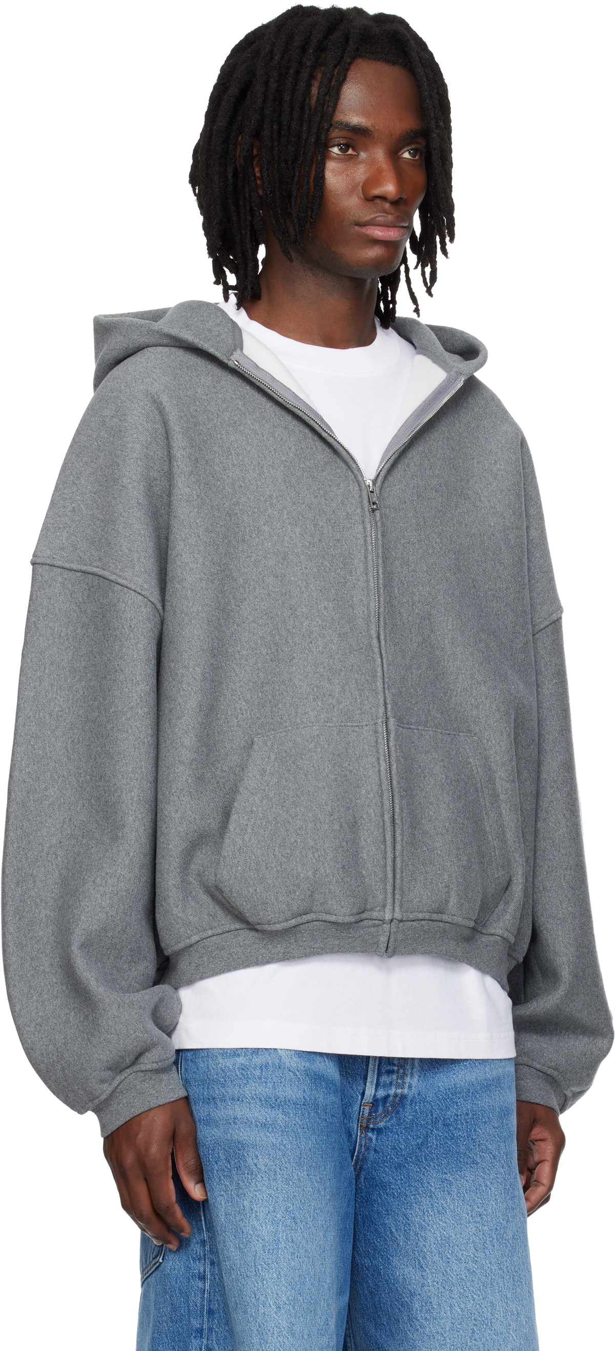 Alexander Wang Gray Star Zip Up Hoodie
