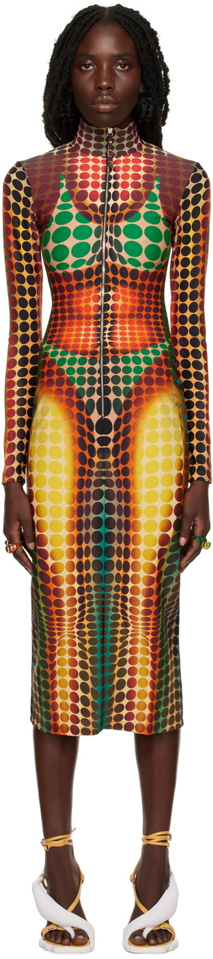 Photo: Jean Paul Gaultier Brown Dots Midi Dress