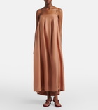 Asceno Heather pleated silk twill maxi dress