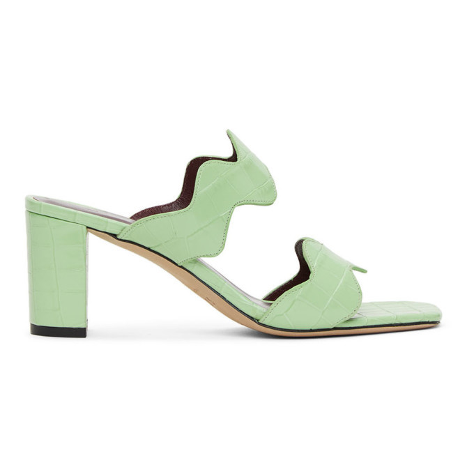 Photo: Staud Green Frankie Wavy Heeled Sandals