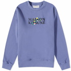 Maison Kitsuné Men's Flowers Comfort Crew Sweat in Purple Slate