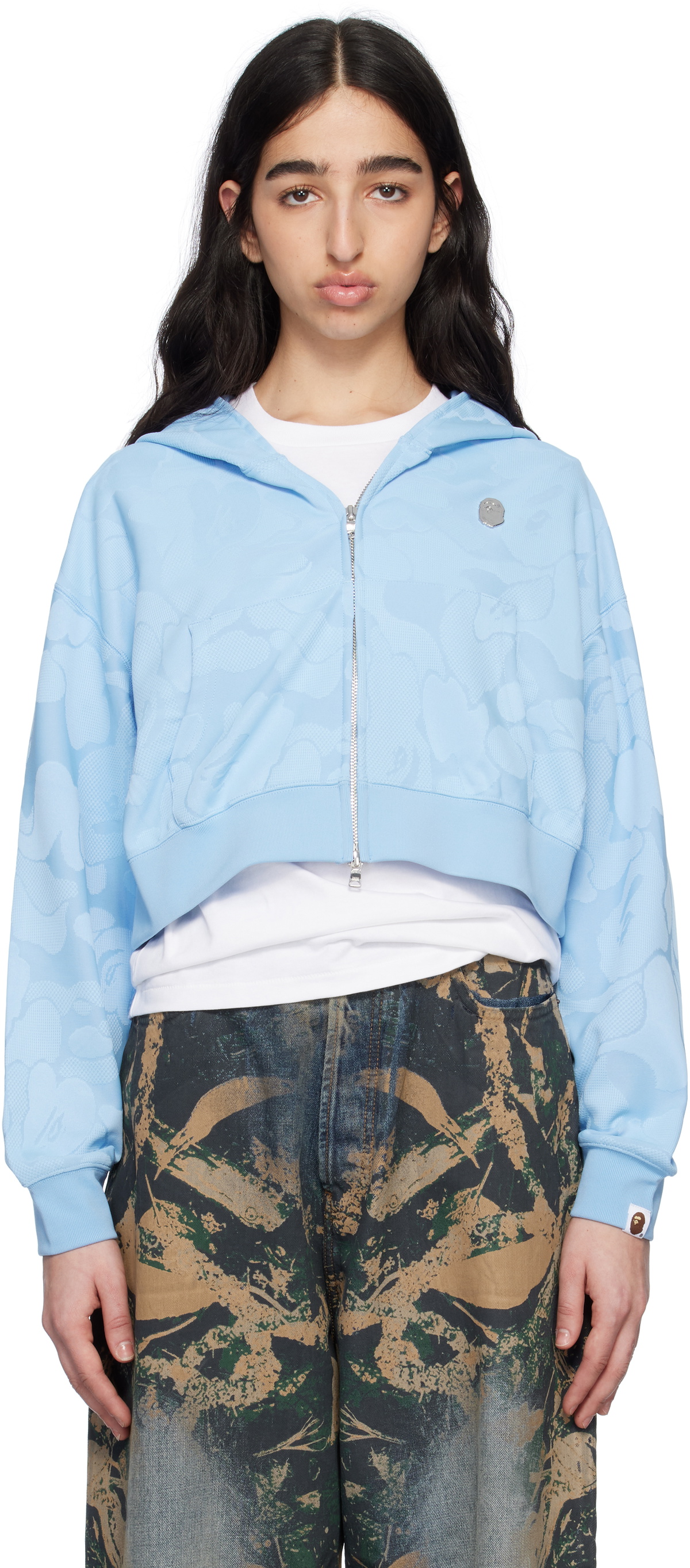 BAPE Khaki ABC Camo Crystal Stone Shark Hoodie A Bathing Ape