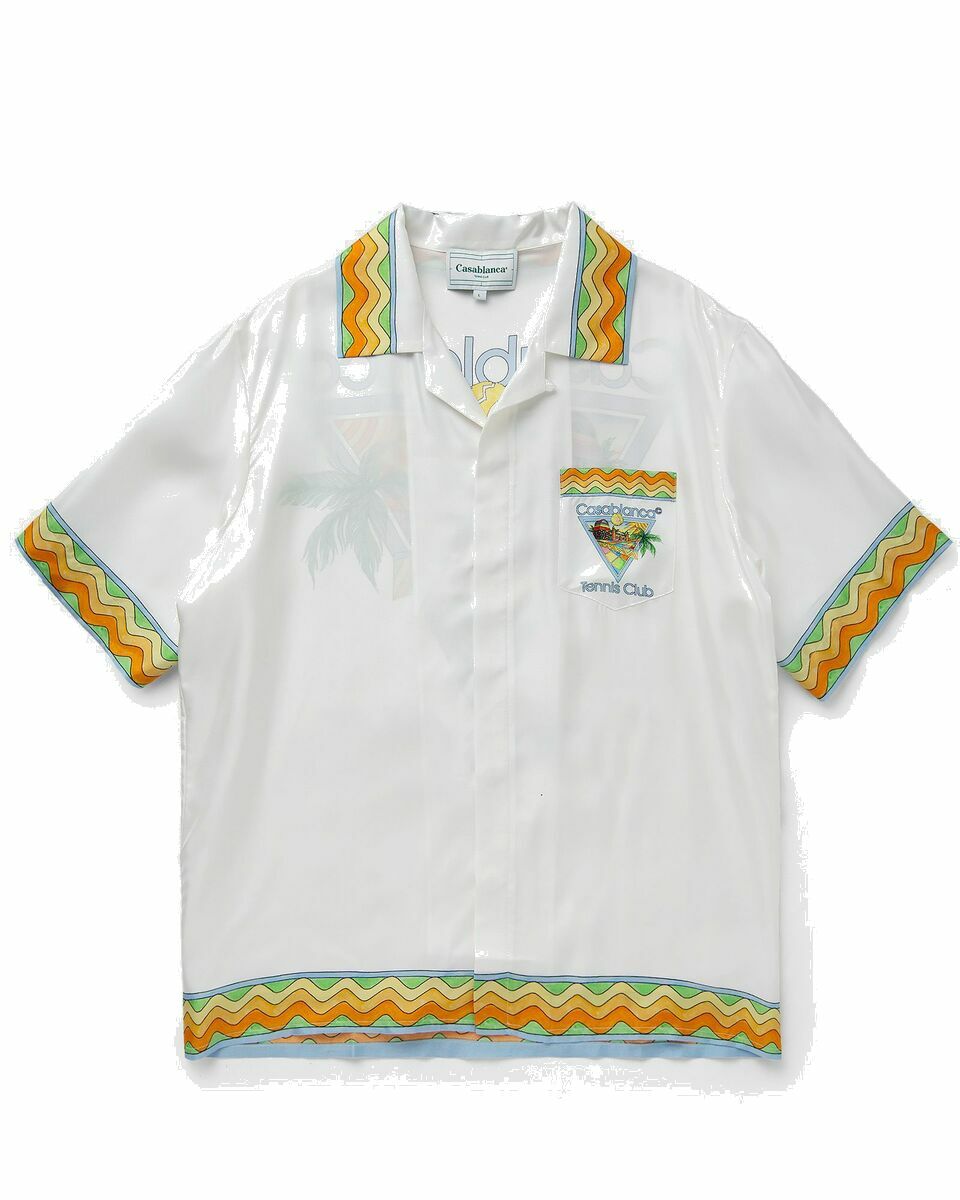 Photo: Casablanca Unisex Cuban Collar Short Sleeve Shirt White - Mens - Shortsleeves