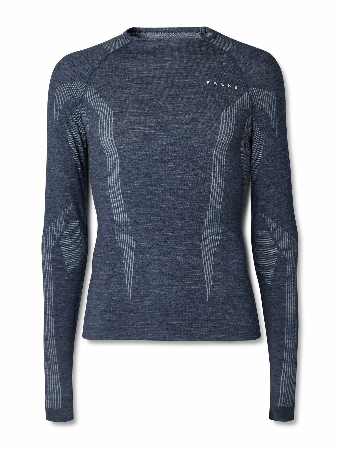 Falke - Printed Virgin Wool-Blend Ski Base Layer - Blue