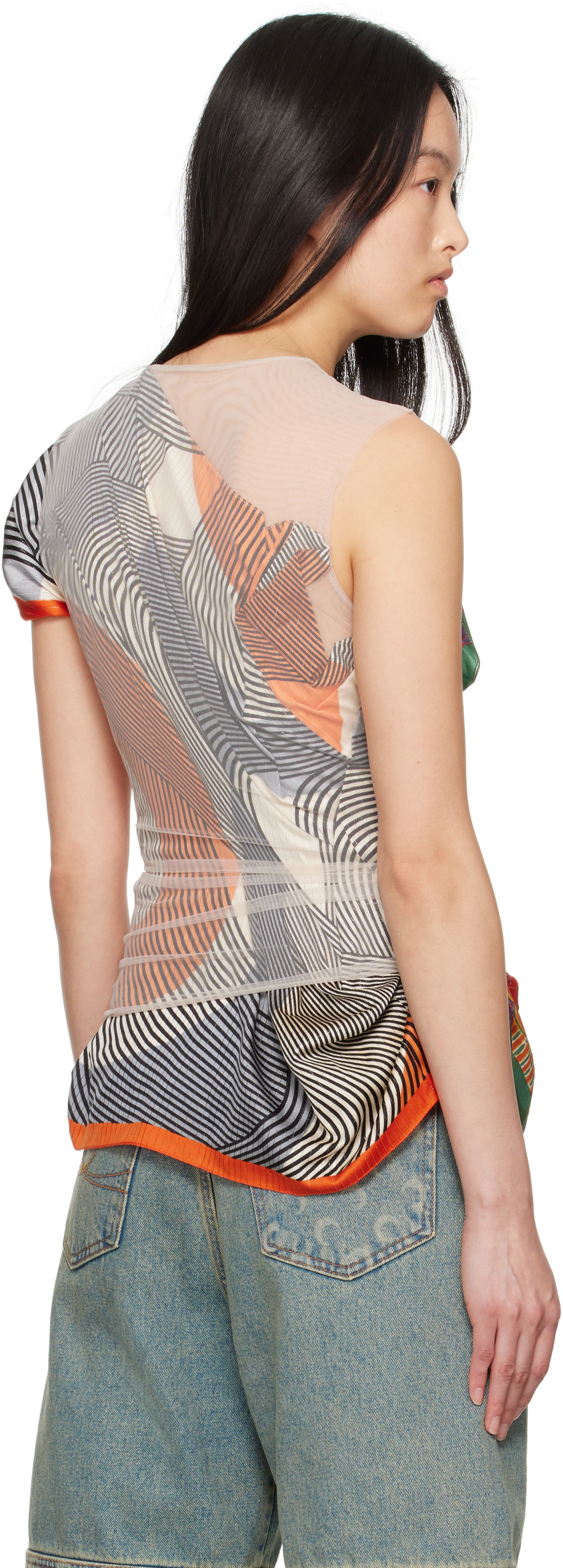 Marine Serre Multicolor Regenerated Silk Scarves Layer Top