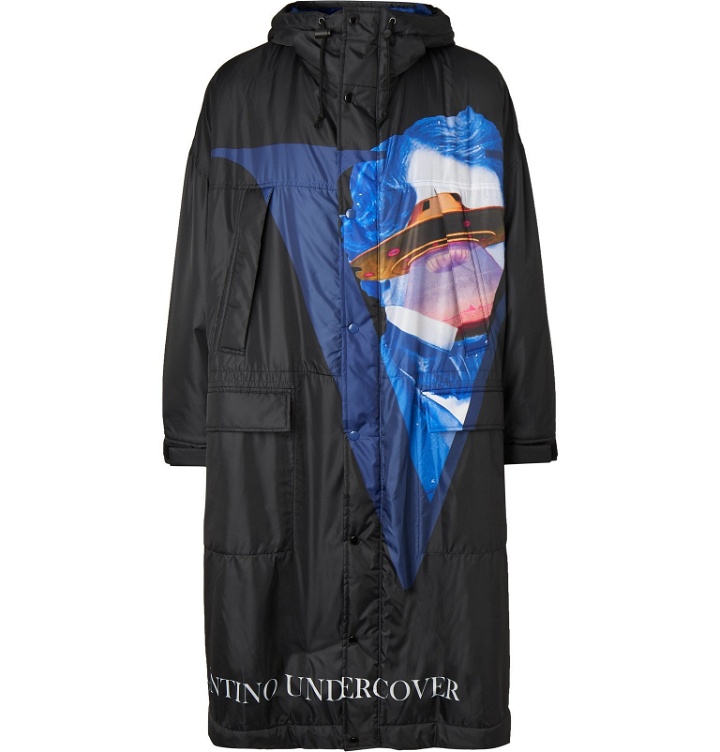 Photo: Undercover - Valentino Faux Fur-Lined Printed Shell Coat - Black