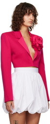 AREA Pink Flower Corsage Cropped Blazer