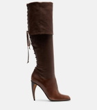 McQueen Lace-up leather knee-high boots