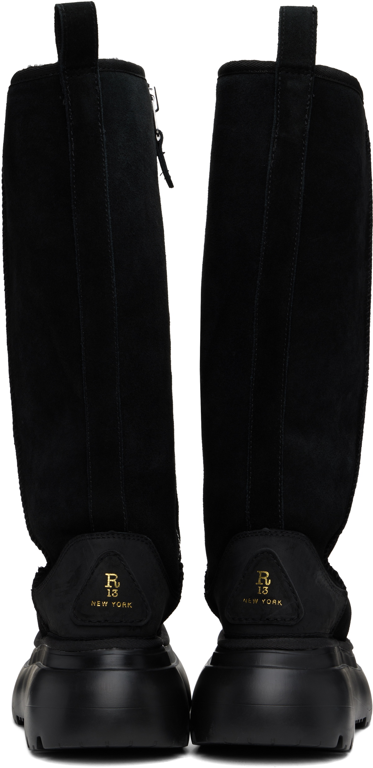 R13 Black Tall Chunky Shearling Boots