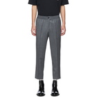 AMI Alexandre Mattiussi Grey Elasticated Waist Cropped Trousers