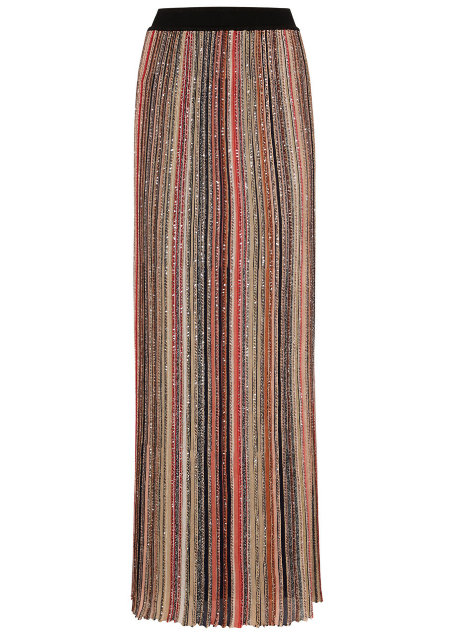 Missoni Striped Embellished Ribbed-knit Maxi Skirt