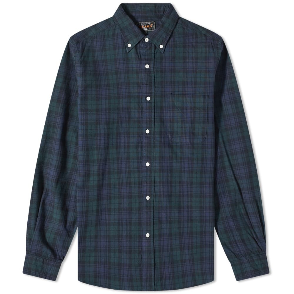 トップス RHC Indigo Black Watch Shirts Beams Plus Men's Button Down Shirt in Indigo Black Watch Beams Plus