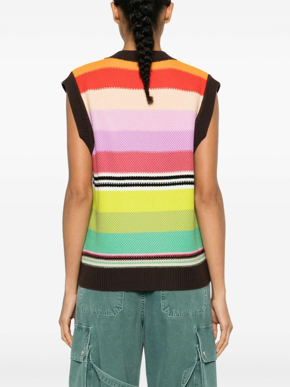 Christopher John Rogers Multicolour Striped Wool Knitted Vest
