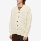 Universal Works Men's Cable Knit Cardigan in Ecru