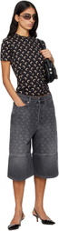Marine Serre Grey Moon Laser Denim Shorts