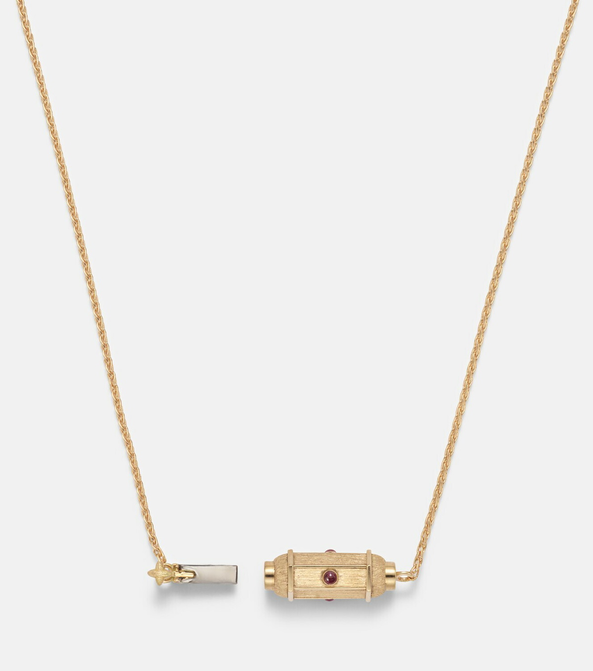 Marie Lichtenberg Coco Micro 18kt gold locket necklace with rubies