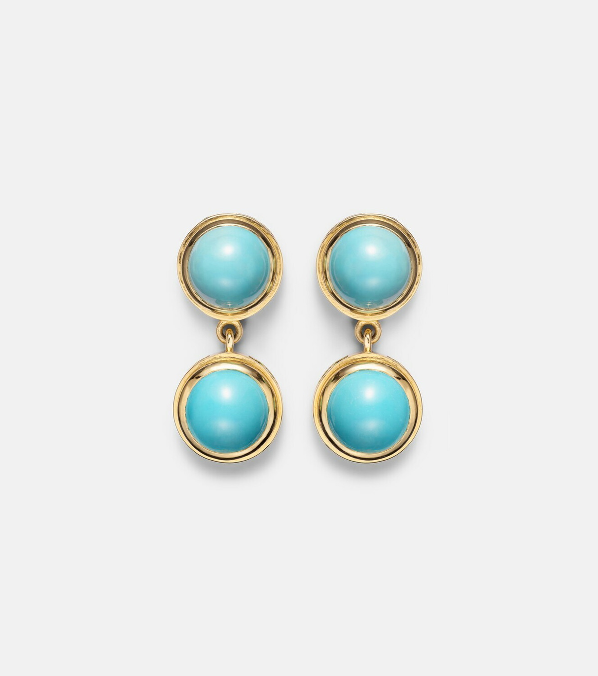 Ileana Makri 18kt gold drop earrings with turquoise and tsavorites