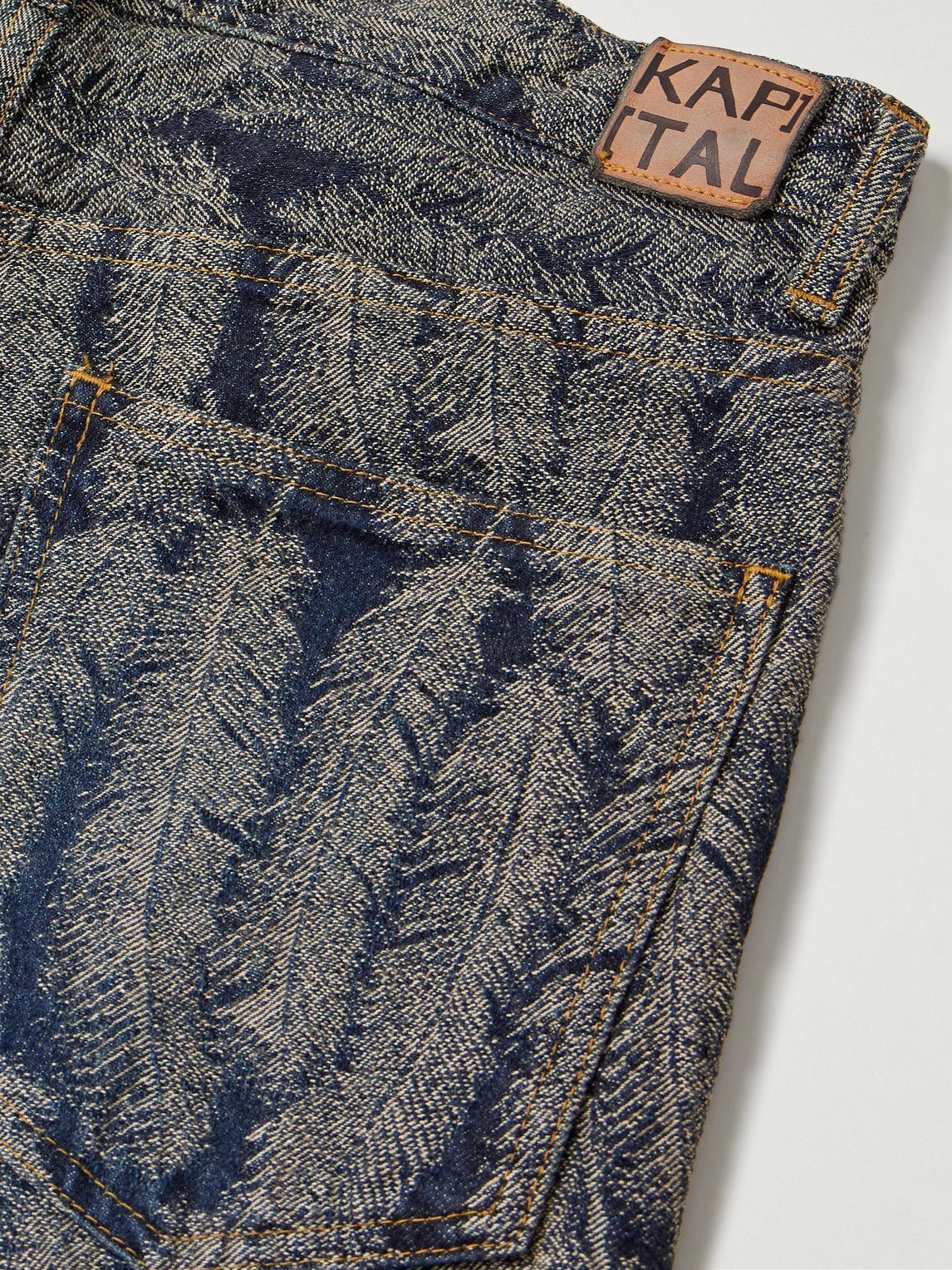 KAPITAL - Okabellbo Slim-Fit Flared Denim-Jacquard Jeans - Blue KAPITAL