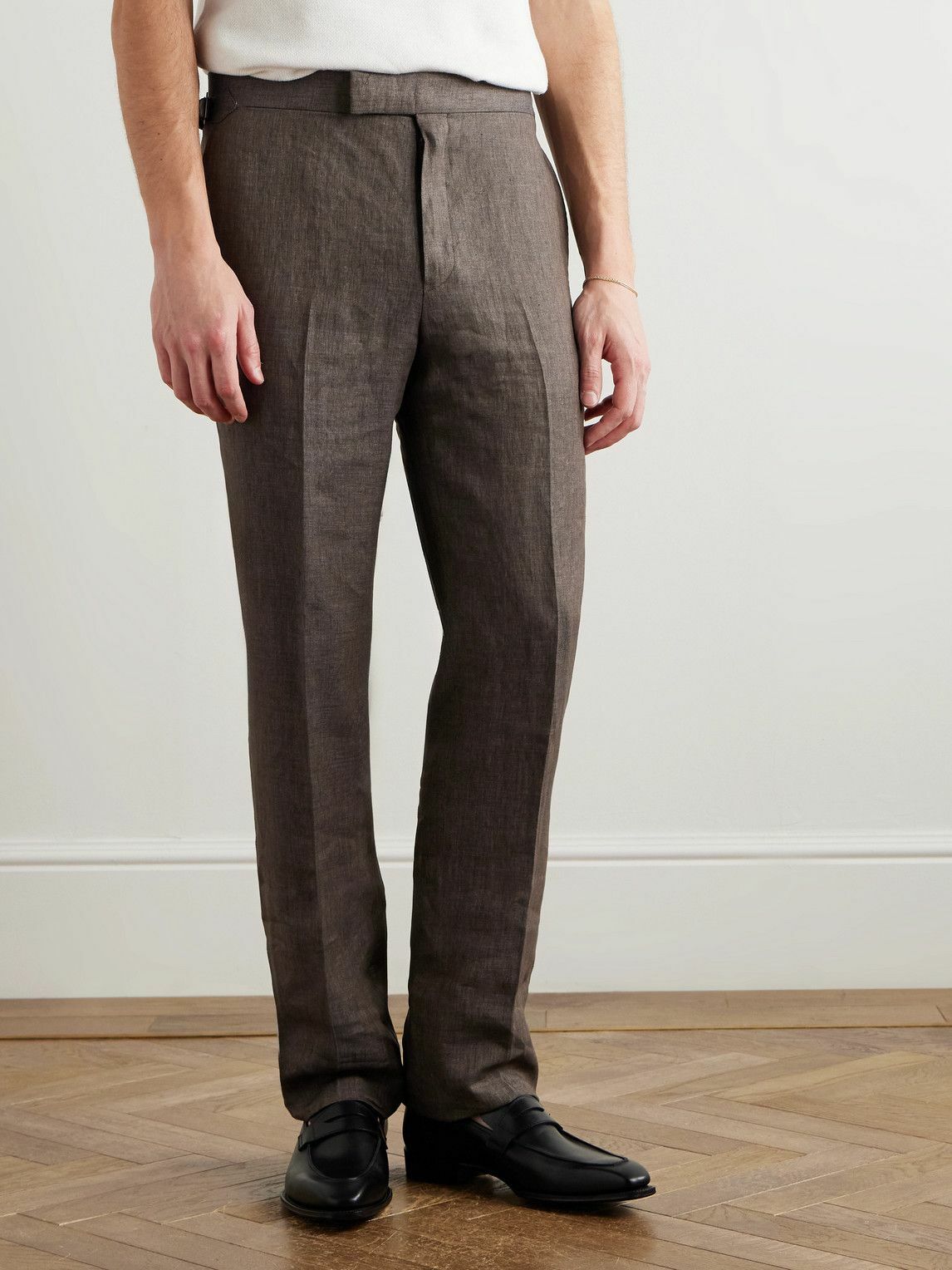 Kingsman - Straight-Leg Linen Suit Trousers - Brown