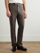 Kingsman - Straight-Leg Linen Suit Trousers - Brown