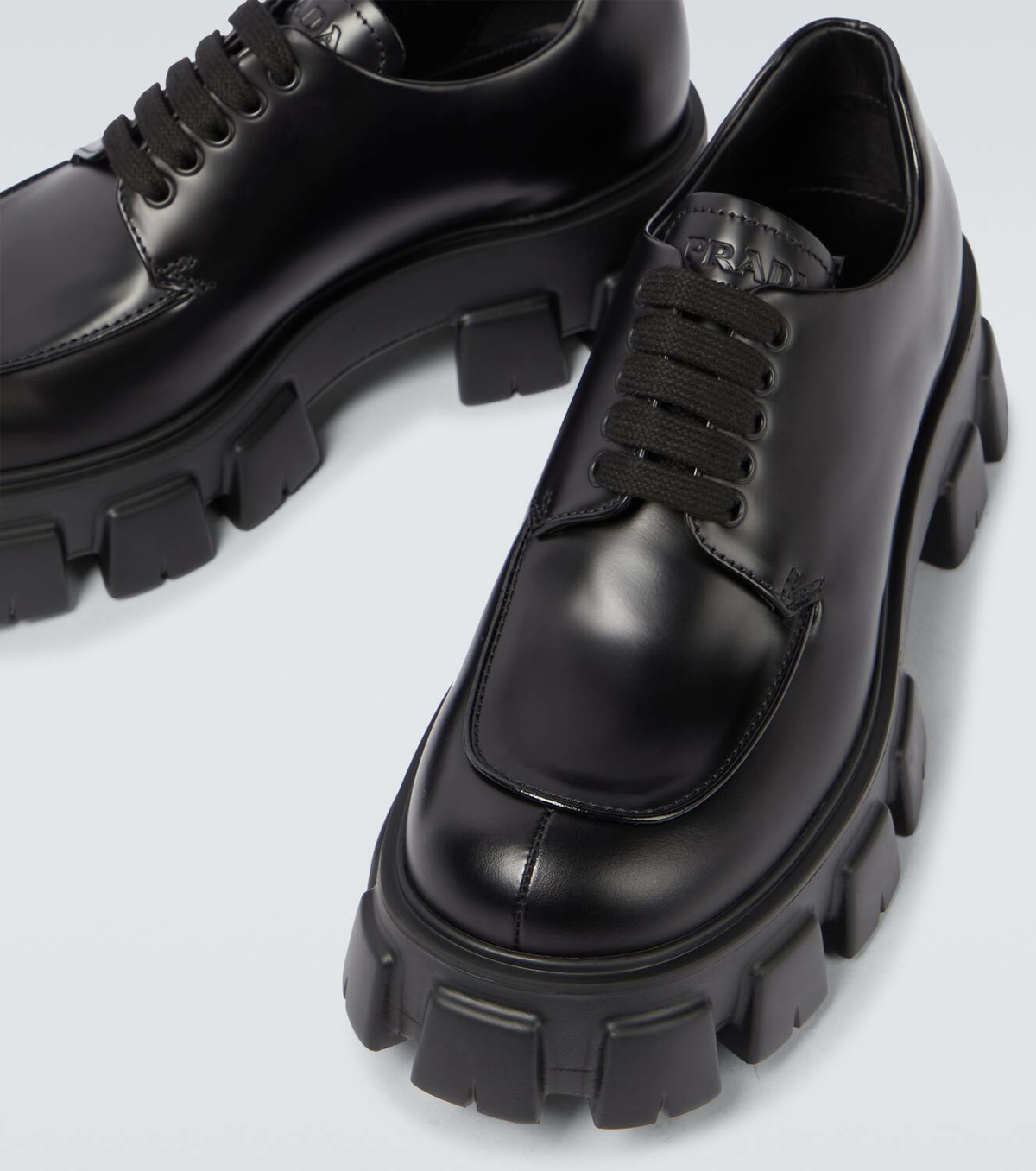 Prada Monolith brushed leather derby shoes